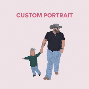 uncle christmas, christmas uncle, dad portrait, custom dad portrait, drawing for him, family drawing, drawing for him, personalized gift for him, custom portrait, flat portrait, illustration commission, faceless portrait, dad and son portrait