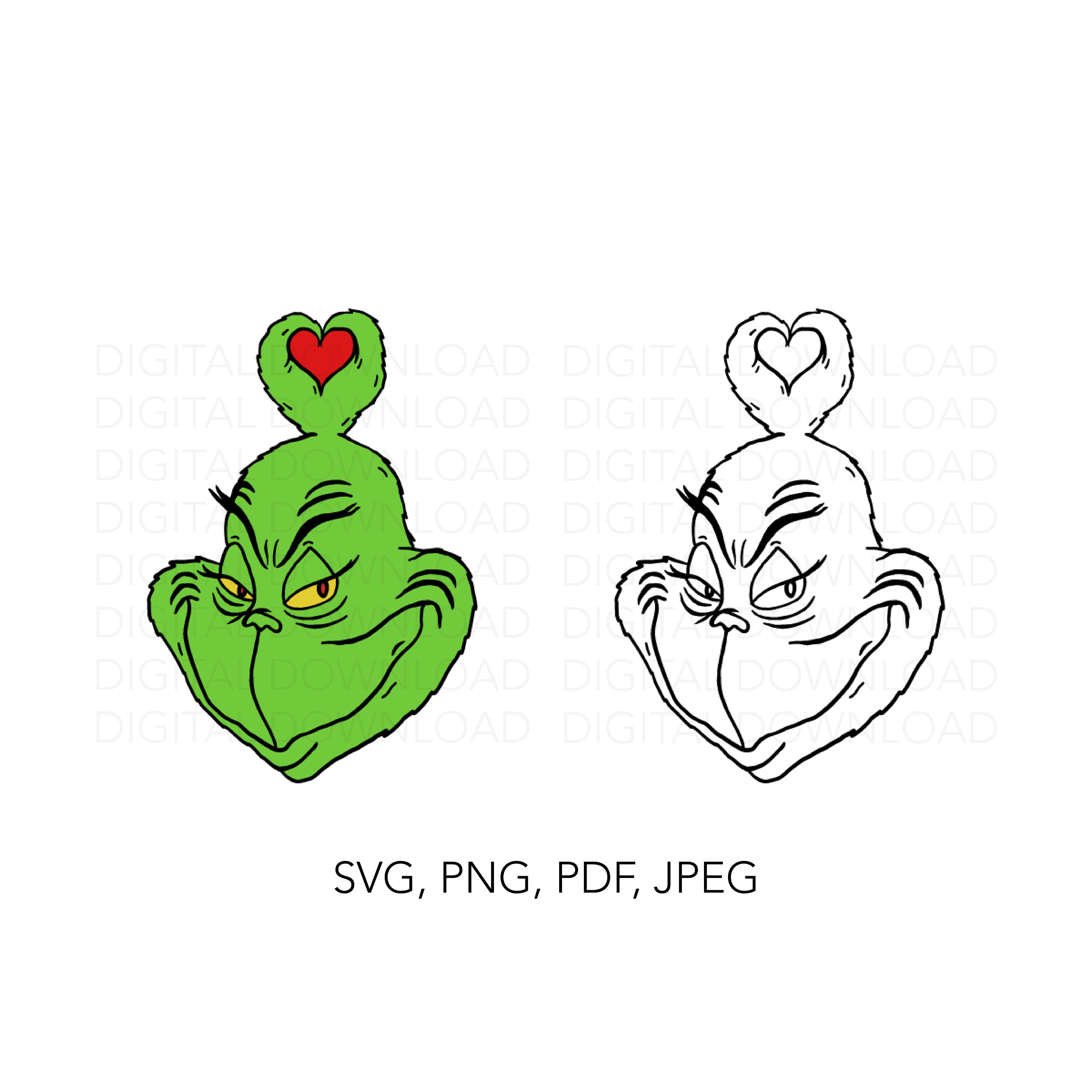 Grinch Heart SVG Grinch Christmas SVG Grinch Face SVG - Etsy