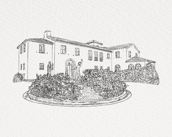 Custom Venue Sketch, Venue Portrait, Venue Line Drawing, Wedding Venue Illustration, Custom House Portrait, Hand Drawn Venue Drawing