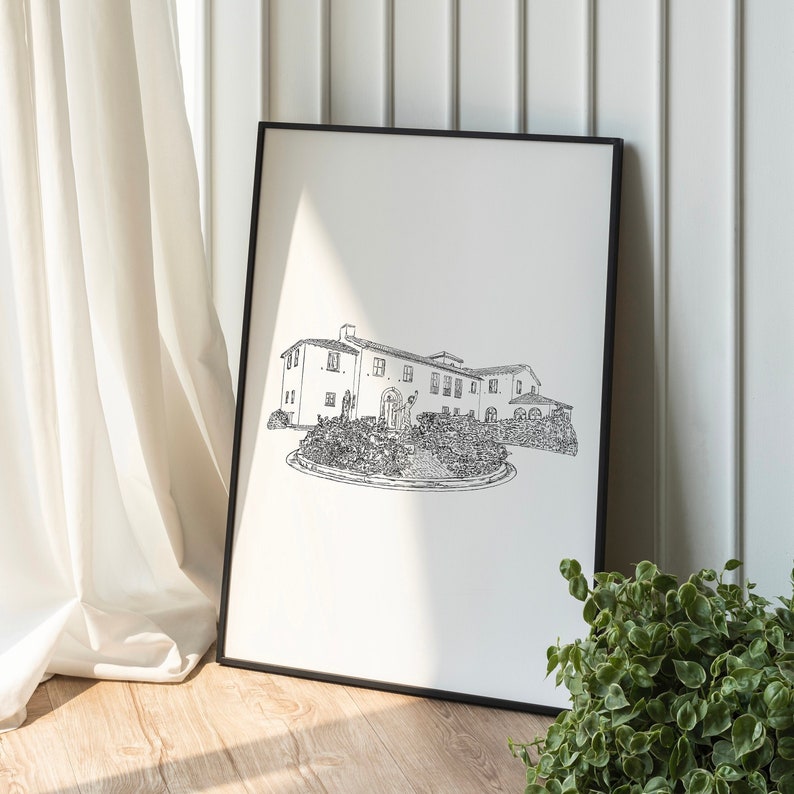 custom venue sketch, hand drawn venue, venue drawing, custom wedding invitation, wedding invite, venue line drawing, venue Illustration, venue portrait, home portrait, custom home portrait, personalized venue drawing, wedding venue illustration