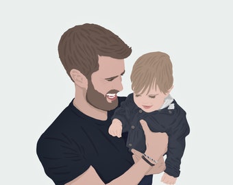 Custom Dad Portrait, Father&#39;s Day Gifts, Dad Gifts, Dad Illustration, Faceless Portrait, Father Portrait, Gifts For Dad, Dad Print