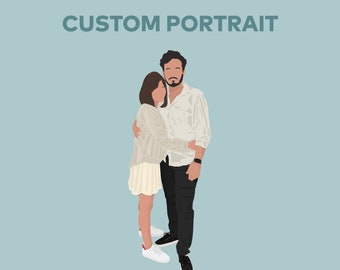 Custom Faceless Portrait, Couple Print, Minimal Vector, Custom Portrait From Photo, Unique Anniversary Gifts, Flat Portrait Illustration