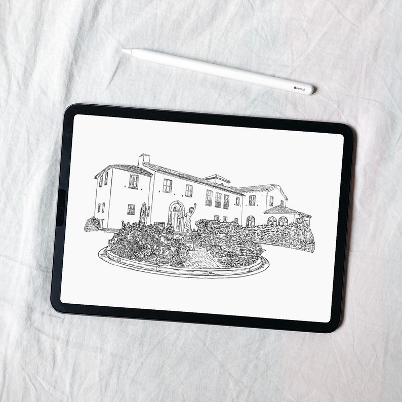 custom venue sketch, hand drawn venue, venue drawing, custom wedding invitation, wedding invite, venue line drawing, venue Illustration, venue portrait, home portrait, custom home portrait, personalized venue drawing, wedding venue illustration