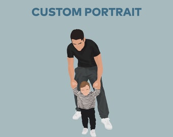 Benutzerdefiniertes Vaterporträt, gesichtsloses Porträt, Vatertagsgeschenke, personalisierte Geschenke für Papa, Papageschenke, einzigartiges Papageschenk, benutzerdefiniertes Vatertagsgeschenk