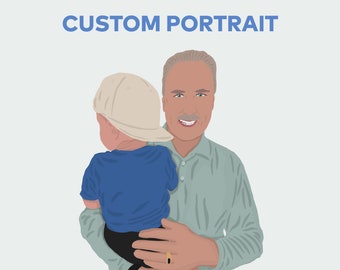 Custom Dad Portrait, Christmas Gifts For Grandpa, Grandpa Portrait, Grandfather Memorial, Personalized Gifts For Grandfather, Granddad Gifts