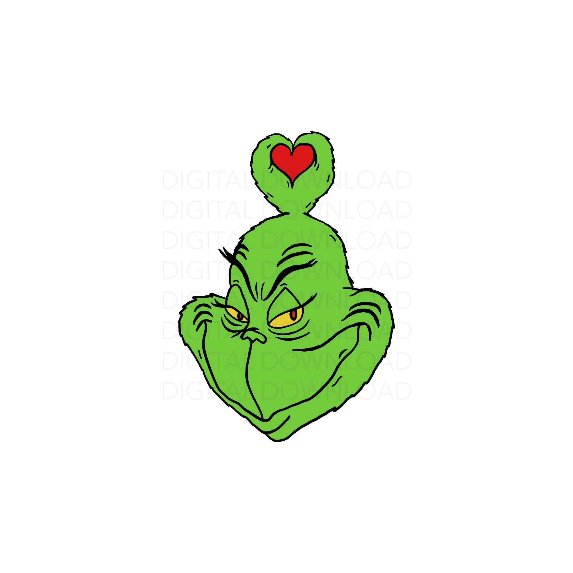 Grinch Heart SVG Grinch Christmas SVG Grinch Face SVG - Etsy