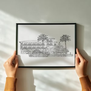 custom venue sketch, hand drawn venue, venue drawing, custom wedding invitation, wedding invite, venue line drawing, venue Illustration, venue portrait, home portrait, custom home portrait, personalized venue drawing, wedding venue illustration