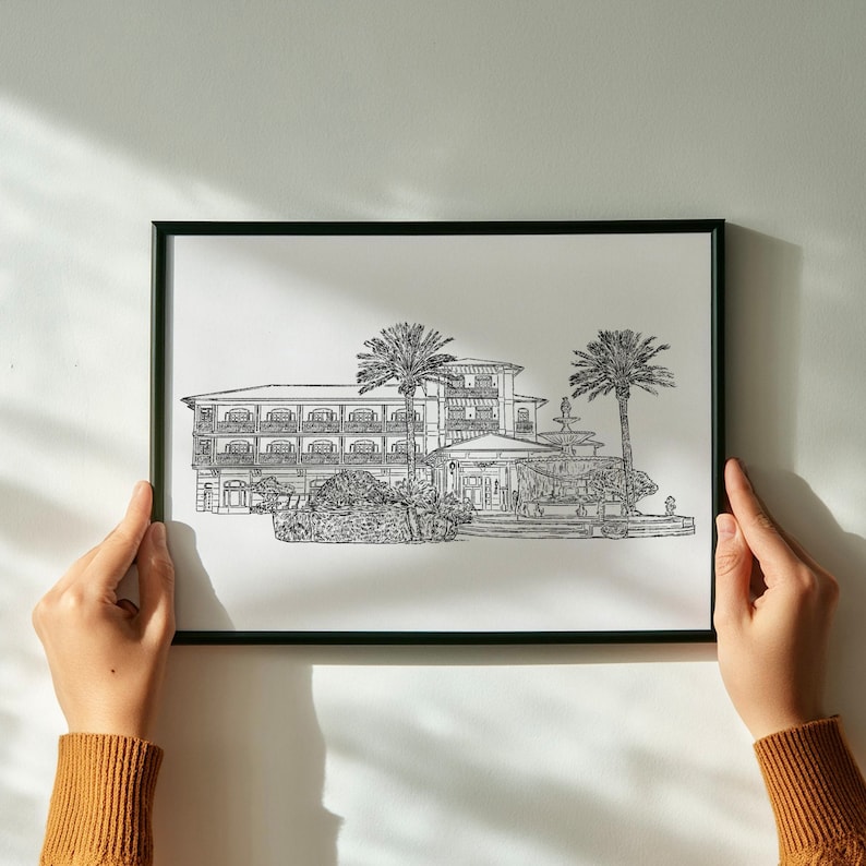 custom venue sketch, hand drawn venue, venue drawing, custom wedding invitation, wedding invite, venue line drawing, venue Illustration, venue portrait, home portrait, custom home portrait, personalized venue drawing, wedding venue illustration