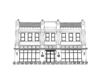 Custom Venue Sketch, Hand Drawn Venue, House Portrait, Venue Illustration, House Sketch, Personalized Home Drawing, Instant Download