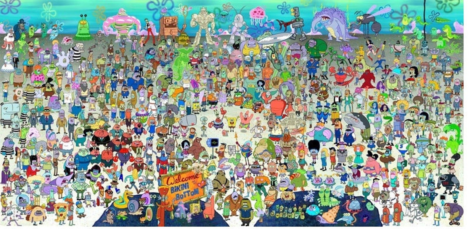 Bikini bottom wall poster wall decor living room poster silk Etsy