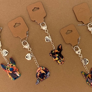 Dog best friend keyrings (various) with Loveheart keyring clasp/Dog lover gifts