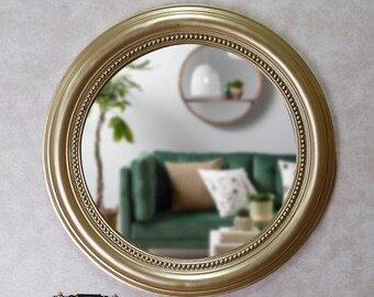 20 inches round wall mirror / Resin frame with gold and silver colors / vintage style round mirrors made in Turkey