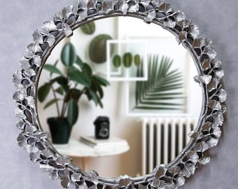 Espejos redondos de pared con colores dorados y plateados / Tamaños de espejo de estilo vintage 44x44 cm / Espejos únicos para su hogar / Regalo para ella / Regalos