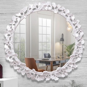 Handmade Resin Wall Mirror: Clove Design, Pearl Accent