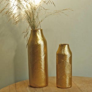 Athena Collection Resin Vase: Modern Gold Accent Decor, Short or Long