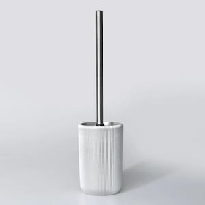 Lydia Collection Toilet Brush with Resin Holder – Modern Bathroom Cleaning Set (Silver)
