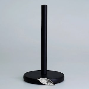 Leaf Paper Towel Holder in Black and Silver Colors