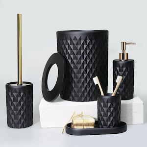 Glowing Collection 5 Piece Luxury Bathroom Accessories Set in Black Color