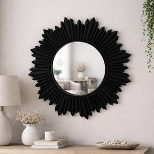 Armanda Sunburst zwarte wandspiegel: modern interieur (18 x 18 inch)
