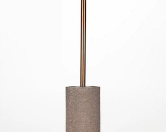Linen Collection Toilet Brush with Resin Holder – Modern Bathroom Cleaning Set (Taupe)