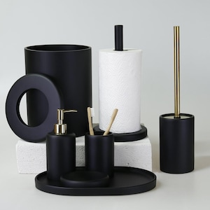 Schwarzes 7-teiliges Badezimmer Zubehör Set