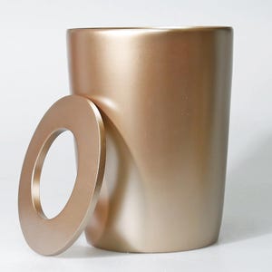 Conical Modern Trash Can with Lid in Taupe Color / Resin Dustbin for Bathroom, Kitchen and Home Office / Express Shipping