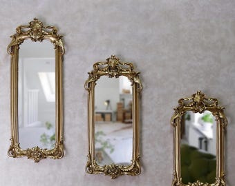 Gold Royal Wall Mirrors: Vintage Resin Mirror Set of 3