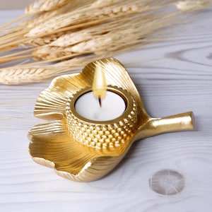 Handmade Gold Leaf Tealight Candle Holder: Resin Riviera Decor