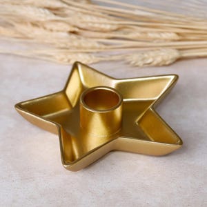 Handmade Gold Star Tealight Candle Holder: Resin Home Decor