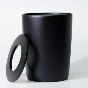 Conical Modern Trash Can with Lid in Black Color / Resin Dustbin for Bathroom, Kitchen and Home Office / Express Shipping