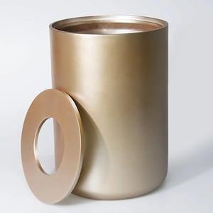 Luxe Taupe Resin Trash Can with Hygienic Lid - Made in Turkey