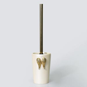 Wings Toilet Brush with Holder in Pearl and Gold Colors / Resin Holder (Express Shipping)