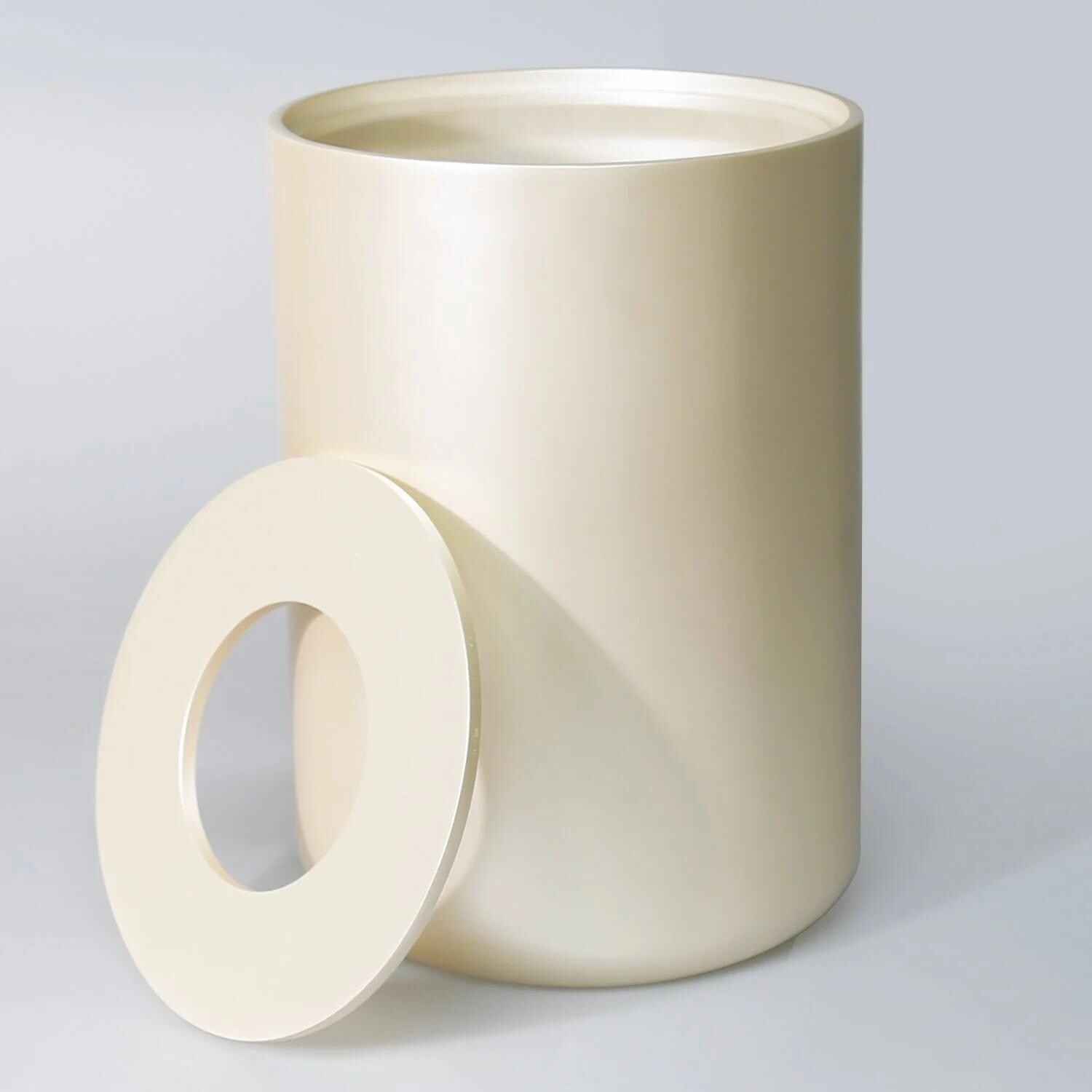 Pearl Resin Trash Can with Hygienic Lid - Luxe Bathroom Decor