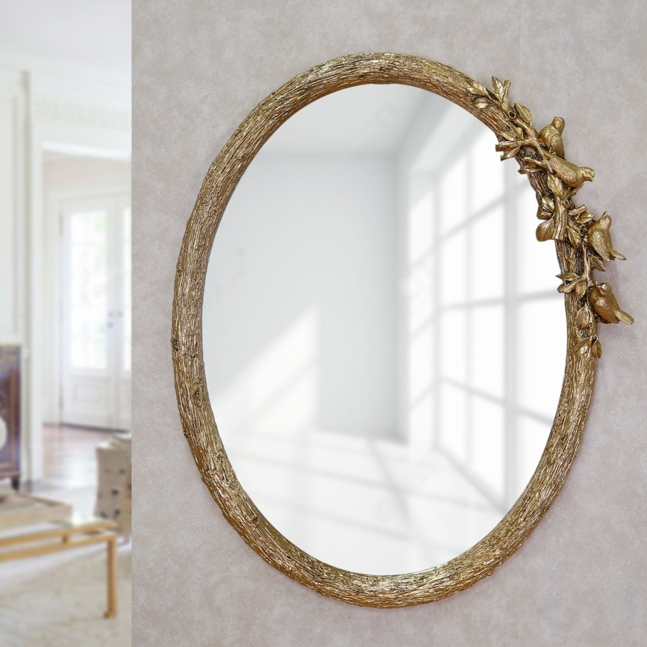 Vintage Hanging Mirror Small Round Oval Golden Hanging Wall Makeup Mirror  For Bathroom Makeup Toilet Gifts