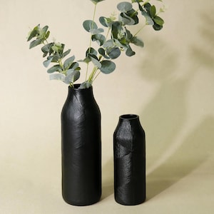 Athena Collection Resin Vase: Modern Black Accent Decor, Short or Long
