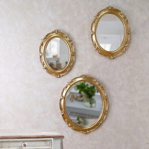Gold Resin Oval Wall Mirror Set: Decorative Accent Mirrors