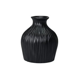 Black Resin Short Vase – Waterproof Indoor Vase for Fresh Flowers – Modern Table Accent Decor