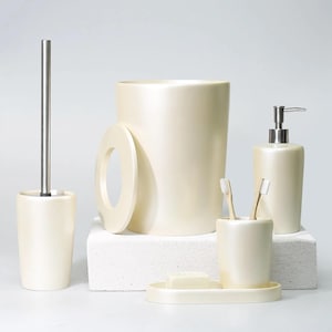 Conical Collection 5 Piece Luxury Bathroom Accessories Set in Pearl Color