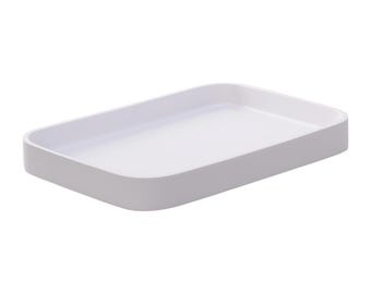 White Rectangular Resin Tray, Bathroom Vanity Organizer, Decorative Countertop Tray, Modern Home Decor