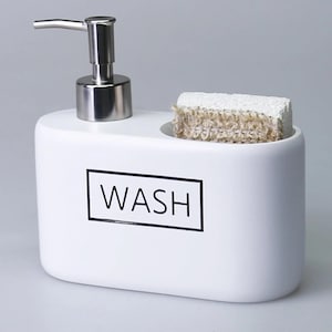 Liberty Soap Dispenser with Sponge Holder, White Color