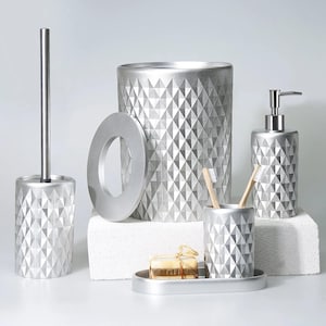 Glowing Collection 5 Piece Luxury Bathroom Accessories Set in Silver Color