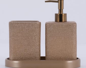 Linen Collection Luxury 3-Piece Mink Bathroom Accessory Set