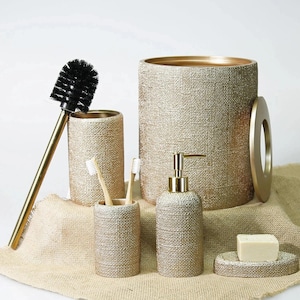 Mink Bathroom Accessories – Sold Individually | Luxury Resin Bathroom Decor – Natural Collection