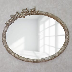 Specchio da parete ovale uccello 55x65 cm (21&#39;&#39;x25 &#39;&#39;) / Cornice con rivestimento in resina / Specchio da parete / Specchio