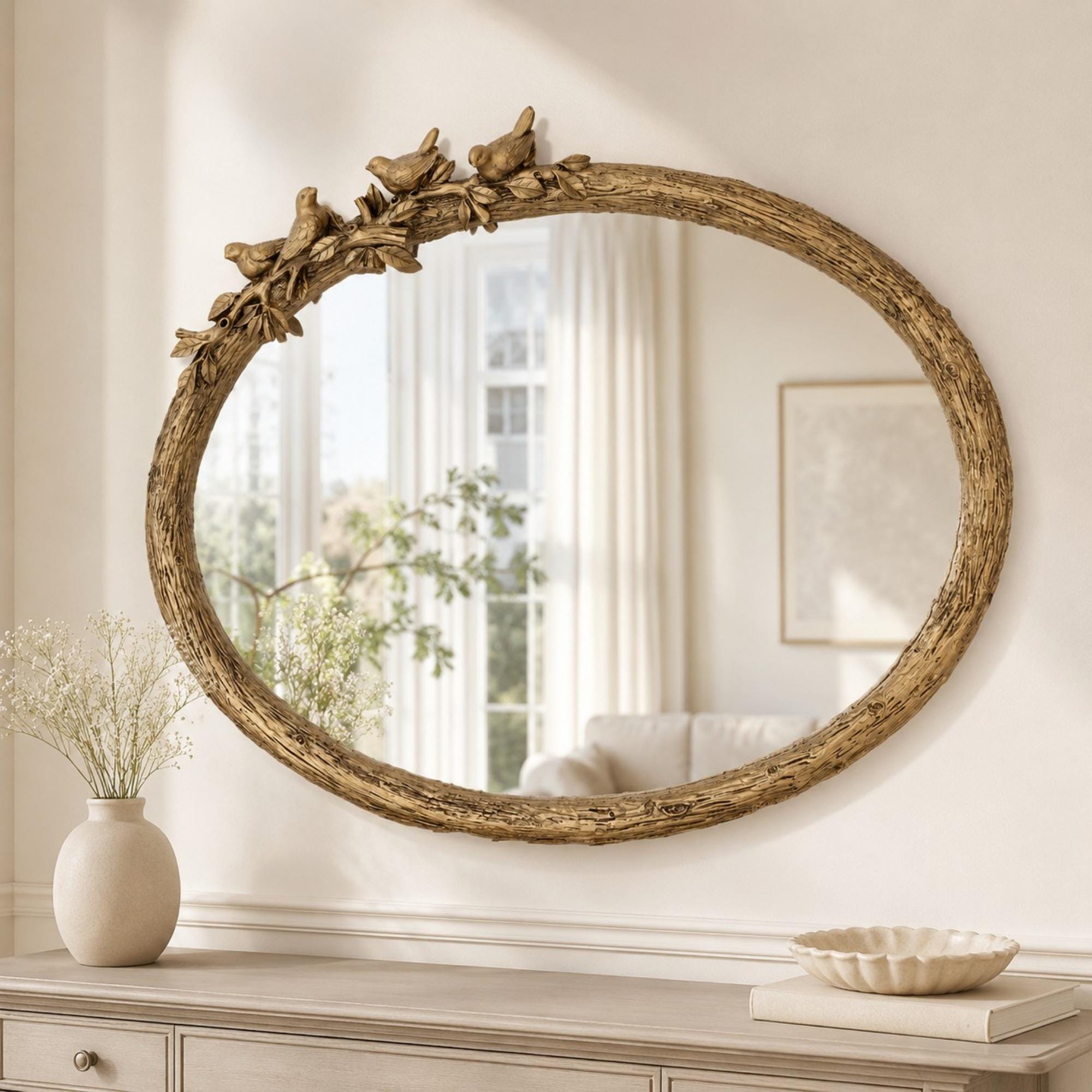 Antique Birds Mirror - Etsy