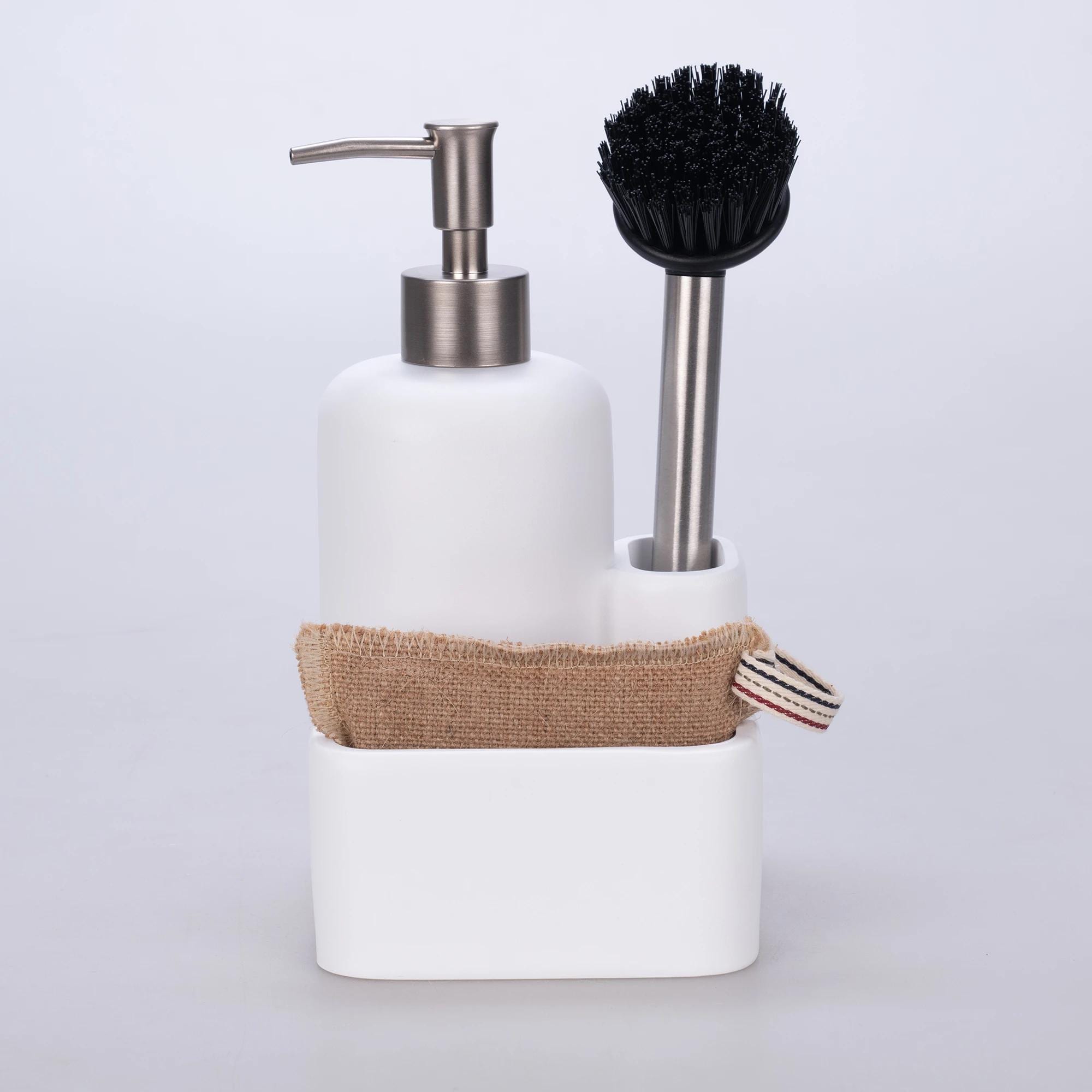 Erogatore dispenser di sapone liquido 385ML porta spugna per cucina