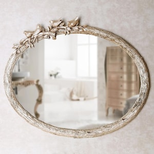 Vogel ovale wandspiegel 55x65 cm / frame van harscoating / wandspiegel / spiegel / decoratieve woonruimte voor in de woonkamer Badkamer