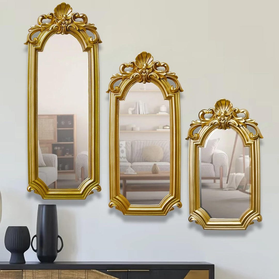 Gold Lucia Wall Mirrors: Luxury Resin Frame, Set of 3 - Etsy