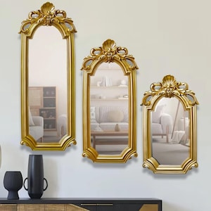 Lucia Rectangular Shape Set of 3 Mirrors / Luxury Decorative Wall Mirrors / Decorative Wall Mirrors / Unique Mirrors / Vintage Gold Mirror