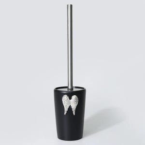 Wings Toilet Brush with Holder in Black and Silver Colors / Resin Holder (Express Shipping)